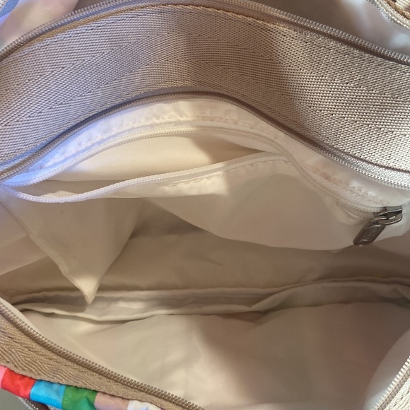 Le Sportsac Striped Logo Pocket Front Belt Bag Rainbow Multicolor Expandable EUC - Picture 6 of 7